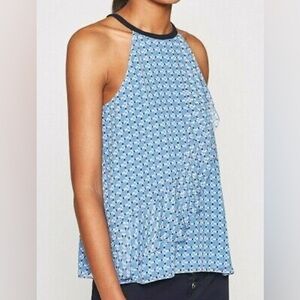 NWT-Joie 100% Silk Printed Corisande French Chambray Sleeveless Top Size L Sku44
